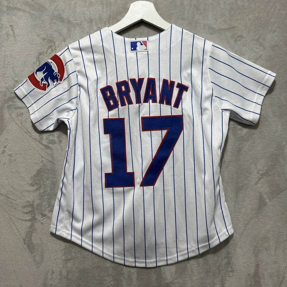Chicago Cubs Bryant Blue White Stripe Jersey # 17 Youth Size S